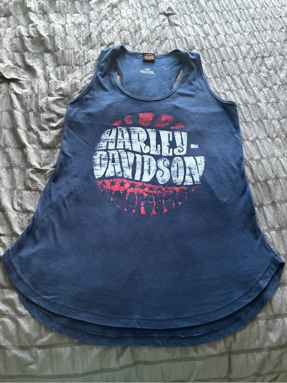 Harley-Davidson Navy Tank with Red & White Distressed Logo